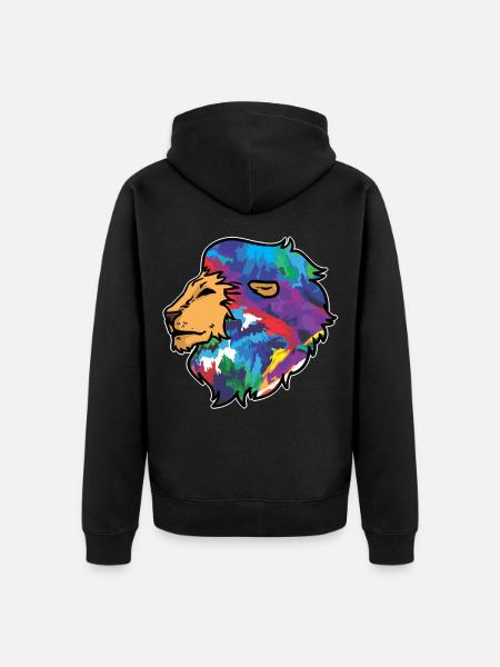 Lion's head colorful animals drawing - Unisex Premium Organic Zip Hoodie - black