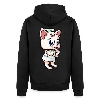 Drôle d’infirmière de chat médecin médicine - Veste à capuche bio Premium Unisexe - noir - Dos - Nico (187cm)
