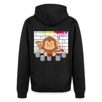 Little Monkey Painting Artist Colorful Kids Baby - Unisex Premium Organic Zip Hoodie - black - Back - Nico (187cm)