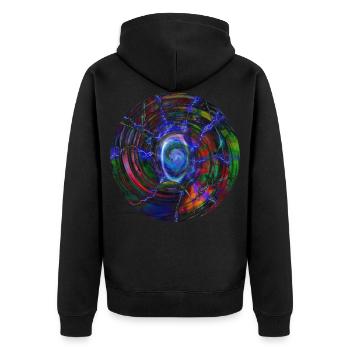 Lightning color ball, Blitz Farbenkugel - Unisex Premium Bio Zip Hoodie - Schwarz - Hinten - Nico (187cm)