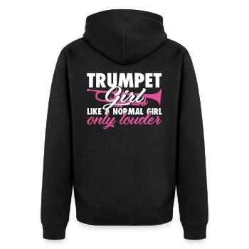 Trumpet woman chapel musician music - Unisex Premium Organic Zip Hoodie - black - Back - Nico (187cm)