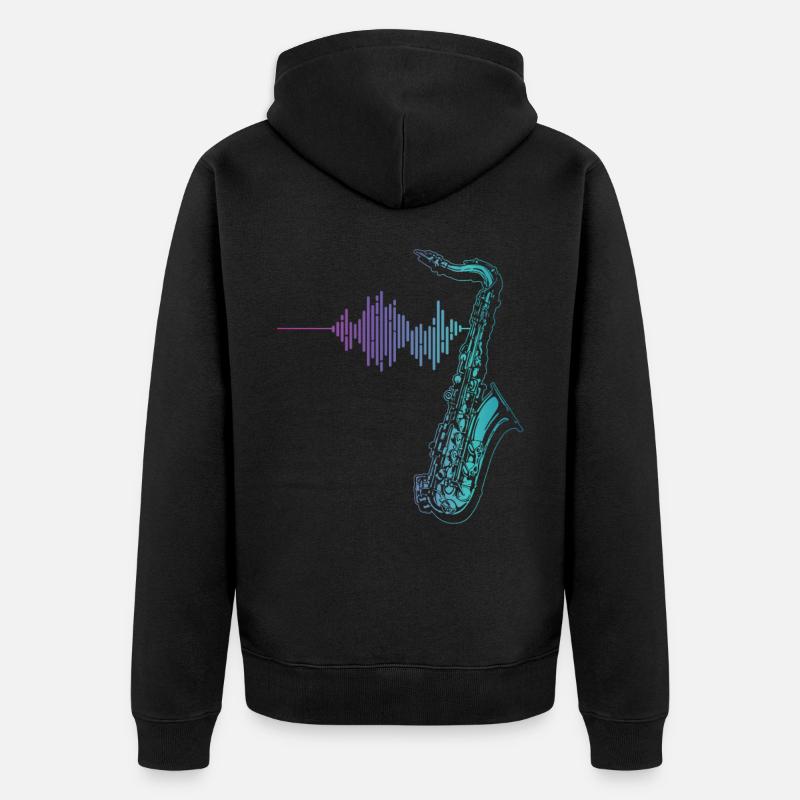 Saxofon - Unisex Premium Bio Zip Hoodie - Schwarz