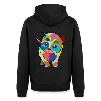 Little colorful cute cat - Unisex Premium Organic Zip Hoodie - black - Back - Nico (187cm)