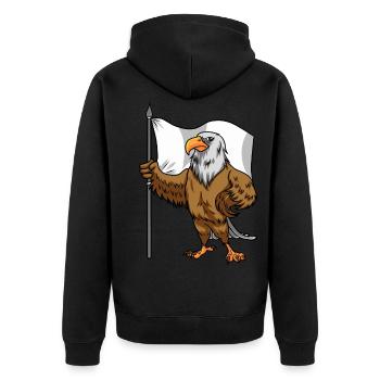 Proud Eagle with Peace Flag Bald Eagle - Unisex Premium Organic Zip Hoodie - black - Back - Nico (187cm)