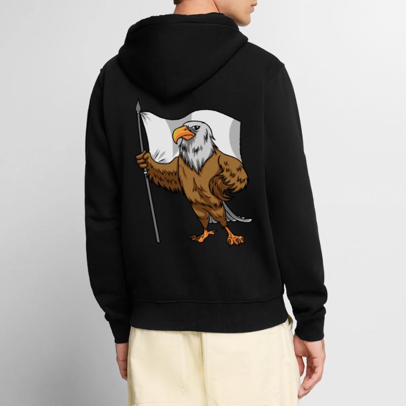 Proud Eagle with Peace Flag Bald Eagle Unisex Premium Organic Zip Hoodie