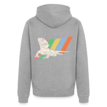 Haustier Retro - Unisex Premium Bio Zip Hoodie - Grau meliert - Hinten - Nico (187cm)