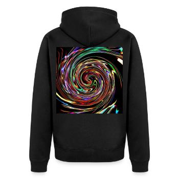 Neon spirals, Neon Spiralen - Unisex Premium Bio Zip Hoodie - Schwarz - Hinten - Nico (187cm)
