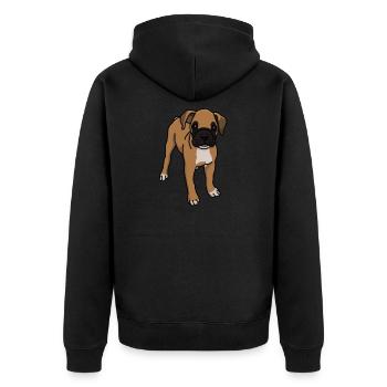 Boxer, puppy, dog, , dog , drawing - Unisex Premium Organic Zip Hoodie - black - Back - Nico (187cm)