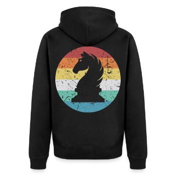 Schach Springer - Unisex Premium Bio Zip Hoodie - Schwarz - Hinten - Nico (187cm)