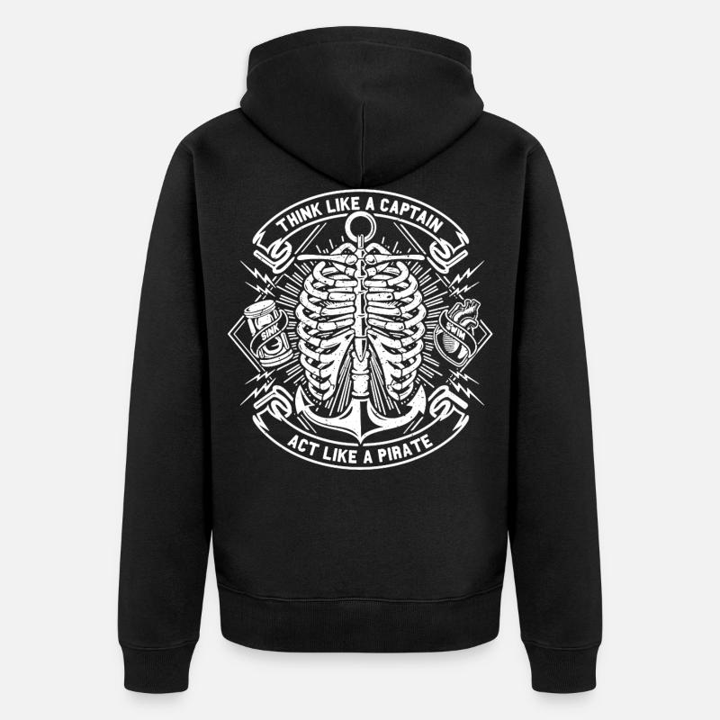Capitaine squelette - Veste à capuche bio Premium Unisexe - noir