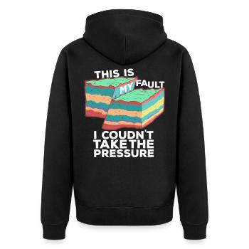 Earthquake - I could not stand the pressure - Unisex Premium Organic Zip Hoodie - black - Back - Nico (187cm)