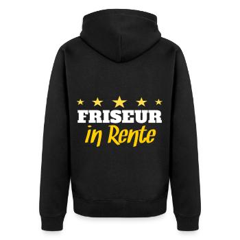 Friseur - Unisex Premium Bio Zip Hoodie - Schwarz - Hinten - Nico (187cm)