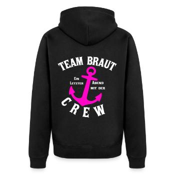 Team Braut Junggesellinnen Abschied Shirts - Unisex Premium Bio Zip Hoodie - Schwarz - Hinten - Nico (187cm)