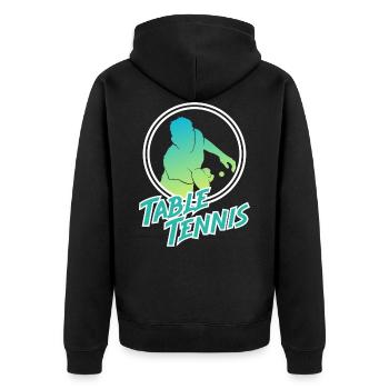 Tischtennis - Unisex Premium Bio Zip Hoodie - Schwarz - Hinten - Nico (187cm)