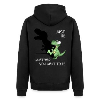 Dino Be yourself T-Rex (Figurine fantôme) rêveur - Veste à capuche bio Premium Unisexe - noir - Dos - Nico (187cm)