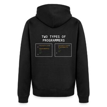 Two types of programmers PHP HTML IT Developer - Unisex Premium Organic Zip Hoodie - black - Back - Nico (187cm)