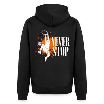Basketball Korb Sport Geschenkidee - Unisex Premium Bio Zip Hoodie - Schwarz - Hinten - Nico (187cm)