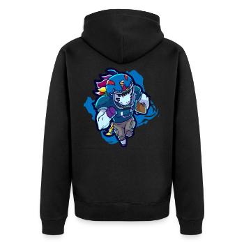 Football Einhorn Sport Geschenk Rugby - Unisex Premium Bio Zip Hoodie - Schwarz - Hinten - Nico (187cm)