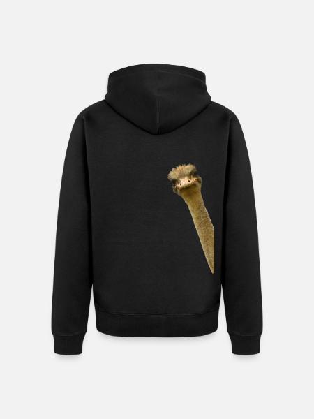 Hinterhältiger Strauß Vogel - Unisex Premium Bio Zip Hoodie - Schwarz
