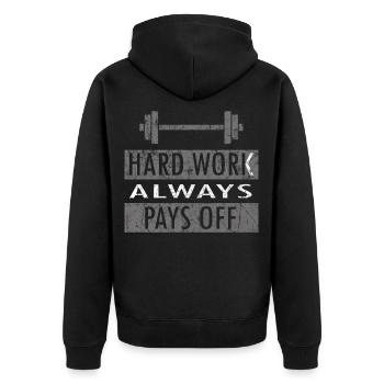 Fitness - Unisex Premium Bio Zip Hoodie - Schwarz - Hinten - Nico (187cm)