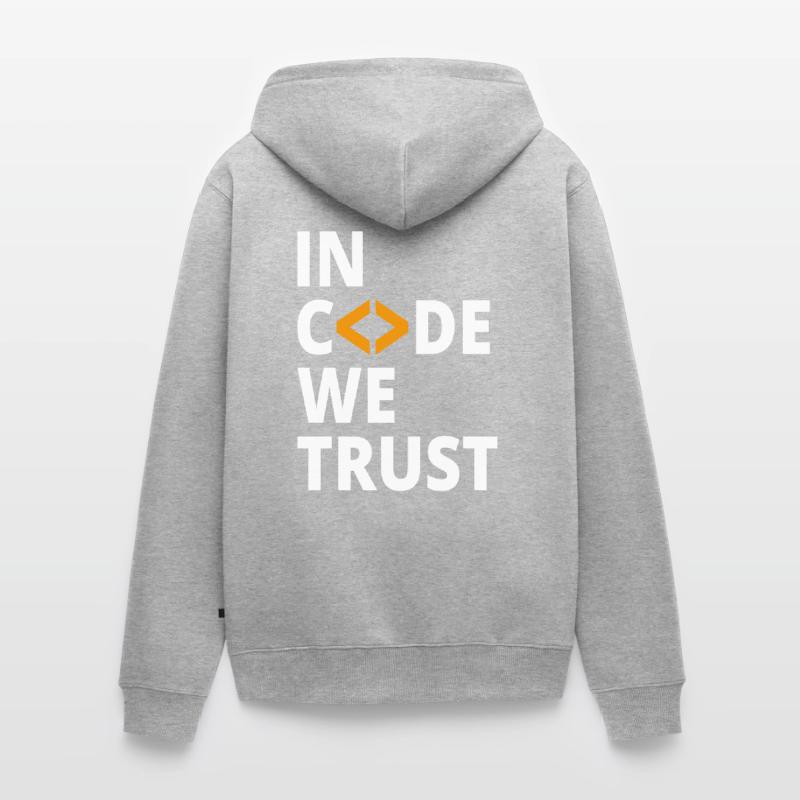 In code we trust Programmierer Geek Coding Nerd Unisex Premium Bio Zip Hoodie