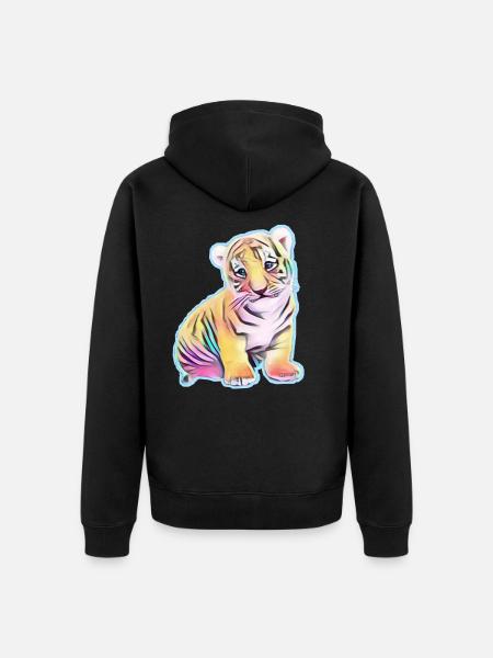 tiger - Unisex Premium Organic Zip Hoodie - black