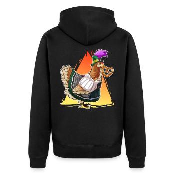 Chicken dirndl bavaria pretzel gift - Unisex Premium Organic Zip Hoodie - black - Back - Nico (187cm)