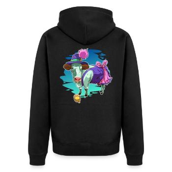 Cow dirndl Bavarian costume gift - Unisex Premium Organic Zip Hoodie - black - Back - Nico (187cm)
