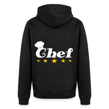 Chefkoch - Unisex Premium Bio Zip Hoodie - Schwarz - Hinten - Nico (187cm)