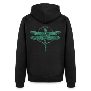 Cool Thin Line Dragonfly Drawing - Unisex Premium Organic Zip Hoodie - black - Back - Nico (187cm)