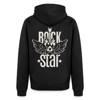Rock Star Gitarrist Design, Geschenk Gitarren Fan - Unisex Premium Bio Zip Hoodie - Schwarz - Hinten - Nico (187cm)