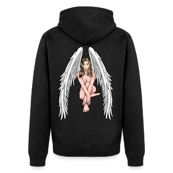 Angel Guardian Angel Fantasy Celestial Spiritual - Unisex Premium Organic Zip Hoodie - black - Back - Nico (187cm)