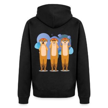 erdmänchen - Unisex Premium Bio Zip Hoodie - Schwarz - Hinten - Nico (187cm)