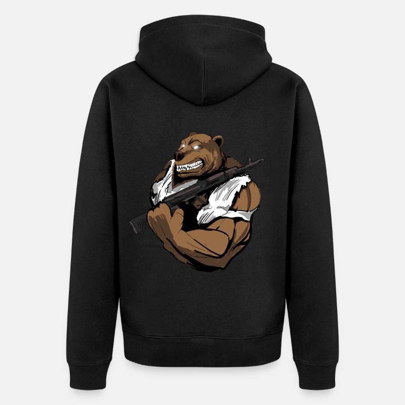 Ours avec l'arme - Veste à capuche bio Premium Unisexe - noir