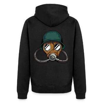 Gas Mask Military Amy Drawing Gas Pilot Flight - Unisex Premium Organic Zip Hoodie - black - Back - Nico (187cm)