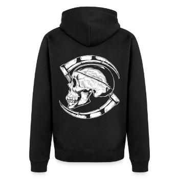 Reaper Crew W - Unisex Premium Organic Zip Hoodie - black - Back - Nico (187cm)