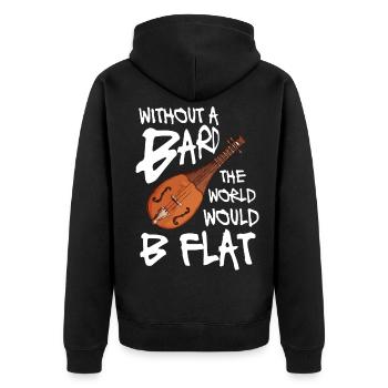 Without a bard the world would b flat - Unisex Premium Bio Zip Hoodie - Schwarz - Hinten - Nico (187cm)