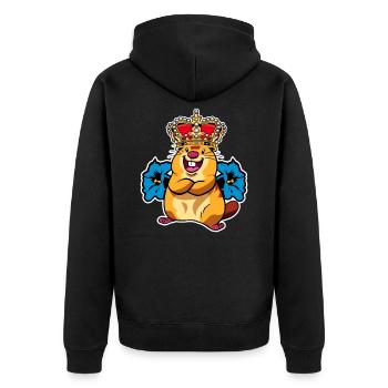 Gentian Marmot King Crown Alm Alps Gift - Unisex Premium Organic Zip Hoodie - black - Back - Nico (187cm)