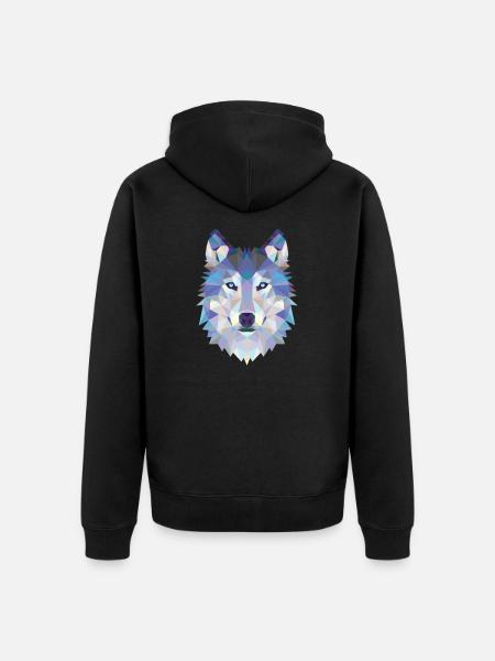 WOLFKOPF MOSAIK KUNST DESIGN WOLF - Unisex Premium Bio Zip Hoodie - Schwarz