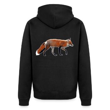 Fuchs - Unisex Premium Bio Zip Hoodie - Schwarz - Hinten - Nico (187cm)