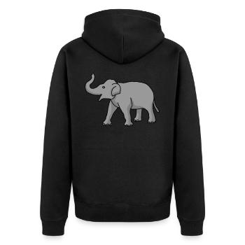 Elefant, Comic, Tier, süß, niedlich - Unisex Premium Bio Zip Hoodie - Schwarz - Hinten - Nico (187cm)