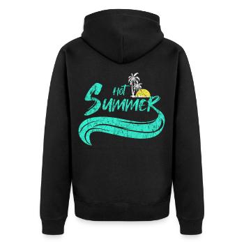 Strand - Unisex Premium Bio Zip Hoodie - Schwarz - Hinten - Nico (187cm)