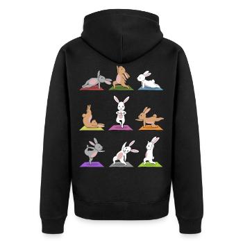 Yoga Bunny Meditation Yogi Bunny Namaste Gift - Unisex Premium Organic Zip Hoodie - black - Back - Nico (187cm)