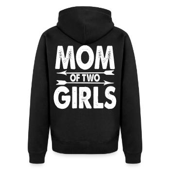 Mom of two girls - mother 2 daughters gift - Unisex Premium Organic Zip Hoodie - black - Back - Nico (187cm)