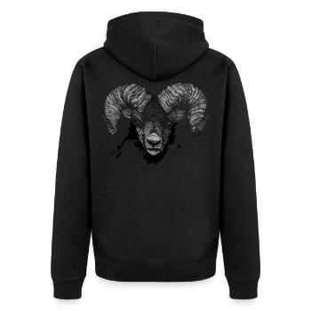 Widder Steinbock Kopf Art Dickkopf - Unisex Premium Bio Zip Hoodie - Schwarz - Hinten - Nico (187cm)