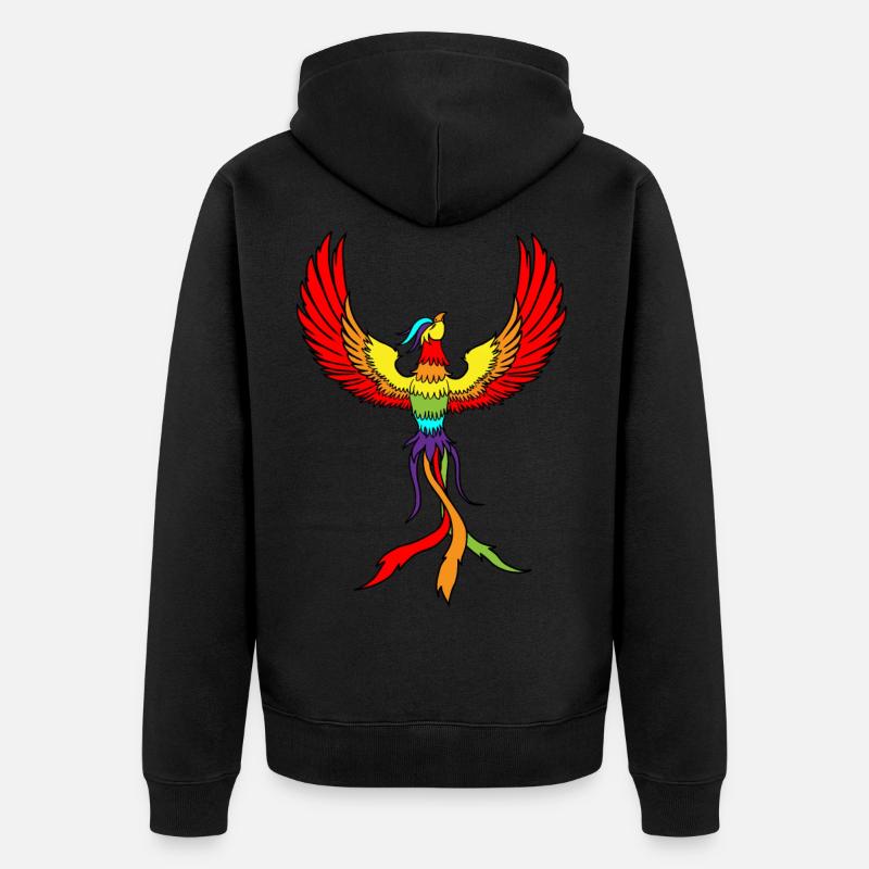 Phoenix Bird Drawing Birds Feathers - Veste à capuche bio Premium Unisexe - noir