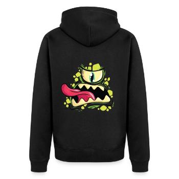 Monster - Unisex Premium Bio Zip Hoodie - Schwarz - Hinten - Nico (187cm)