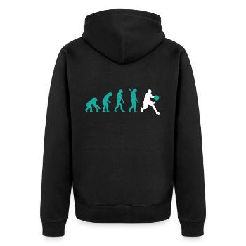 EVOLUTION BASKETBALL - Unisex Premium Organic Zip Hoodie - black - Back - Nico (187cm)