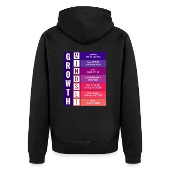 Growth Mindset - Unisex Premium Organic Zip Hoodie - black - Back - Nico (187cm)