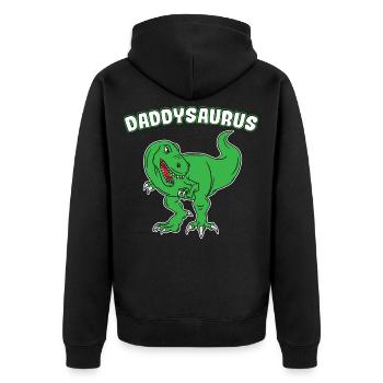 Dinosaurier Dino T-Rex Papa Vater Papi Geschenk - Unisex Premium Bio Zip Hoodie - Schwarz - Hinten - Nico (187cm)